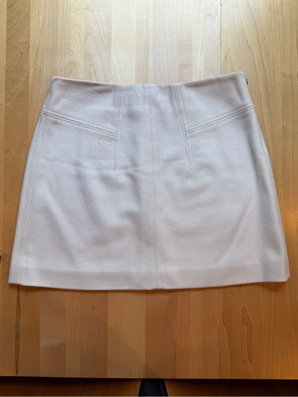 Theory Classic Cream 100% Wool A-Line Mini Skirt